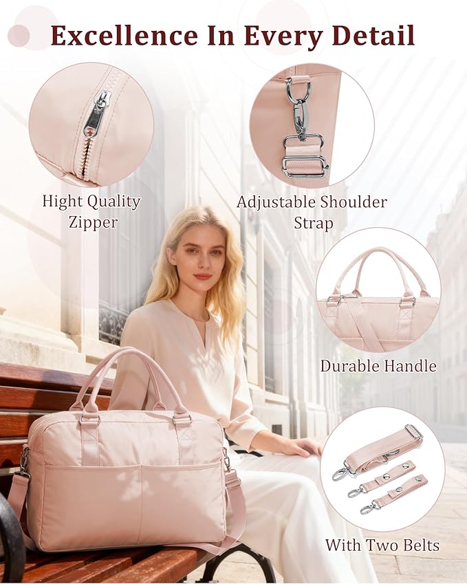 Gym Bag for Women,Travel Duffle Bag for Travel with Wet Pocket Weekender Overnight Carry On Tote Bag Luggage Bag with Trolley Sleeve Personal Item Travel Bag Hospital Diaper Bag Pink