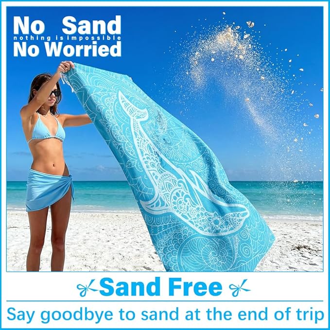 Thin Turkish Beach Towel Lightweight Soft Cotton Extra Large XL Oversized Sand Free Sandproof Absorbent Quick Dry Towels Cloud Bath Pool Travel Compact Essentials Accessories for Adult Gifts