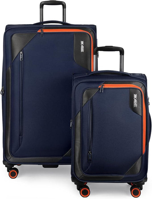 2-Piece Set (22in/32)Softside Expandable 20% Luggage w/TSA LOCK,Front Opening Softside Luggage Sets w/Spinner Wheels,Lightweight Travel Luggage Rolling Suitcase for Men/Women（Navy,22in/32in）