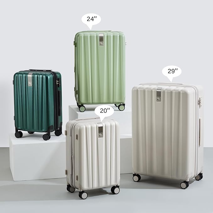 Hanke Expandable Hard Shell Luggage Sets 2 piece Carry on Luggage with Wheels Suitcases Lightweight Checked Travel Luggage Rolling Large Suitcase Travel Luggage Bag Woman Men 20/29 Inch(Bamboo Green)