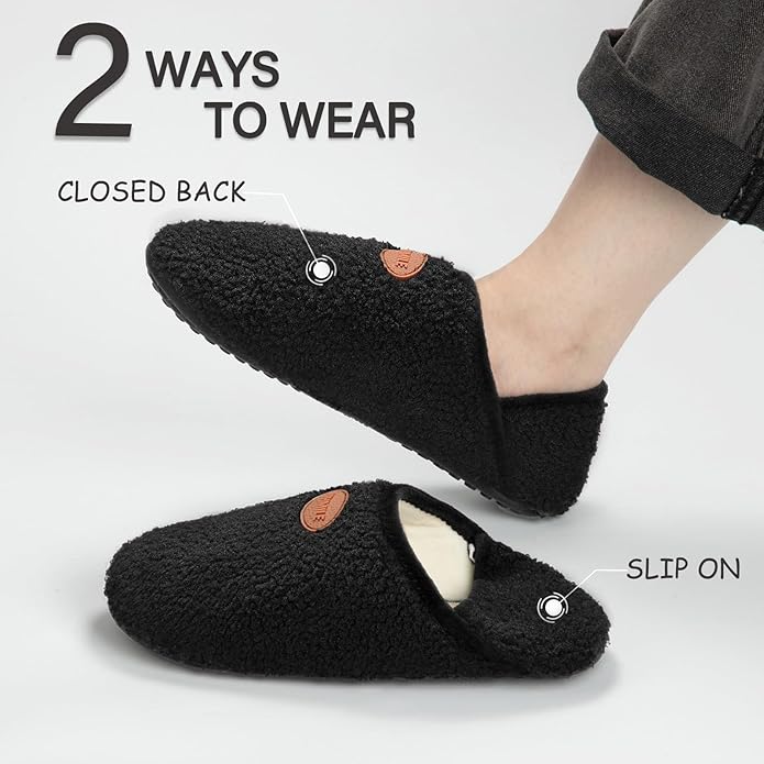 ATHMILE House Slippers for Women Men Microfiber Barefoot Shoes Slip On Slipper Socks Indoor Non Slip Foldable Lightweight for Travel Yoga Home Dark Black