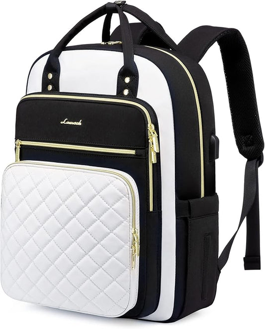 LOVEVOOK Laptop Backpack for Women, Lightweight Casual Daypacks, 15.6in Laptop, USB Port, Oxford Cloth, Ergonomic Shoulder Straps, 18 Pockets, 12-Month Free Return
