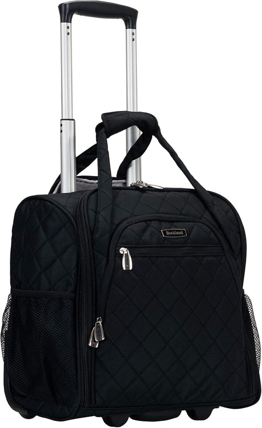 Rockland Melrose Upright Wheeled Underseater Carry-On Luggage, Black, 15-Inch