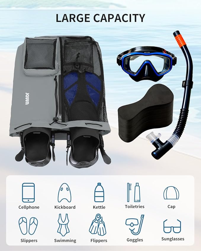 WANDF Swim Bag Mesh Drawstring Backpack with Wet Pocket for Swimming, Gym, and Workout Gear