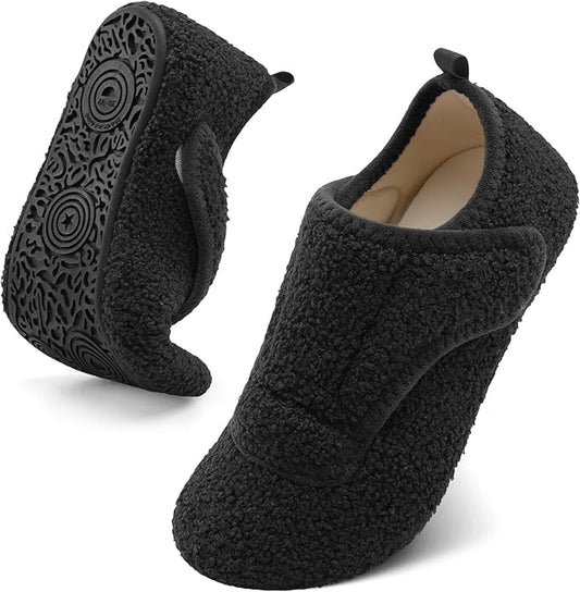 BARERUN Slippers for Women Men Wide House Diabetic Shoes for Women Men Warm Arthritis Edema Swollen Neuropathy Socks Slip on Adjustable Fuzzy Comfy Soft Womens Mens Bedroom Sliipers