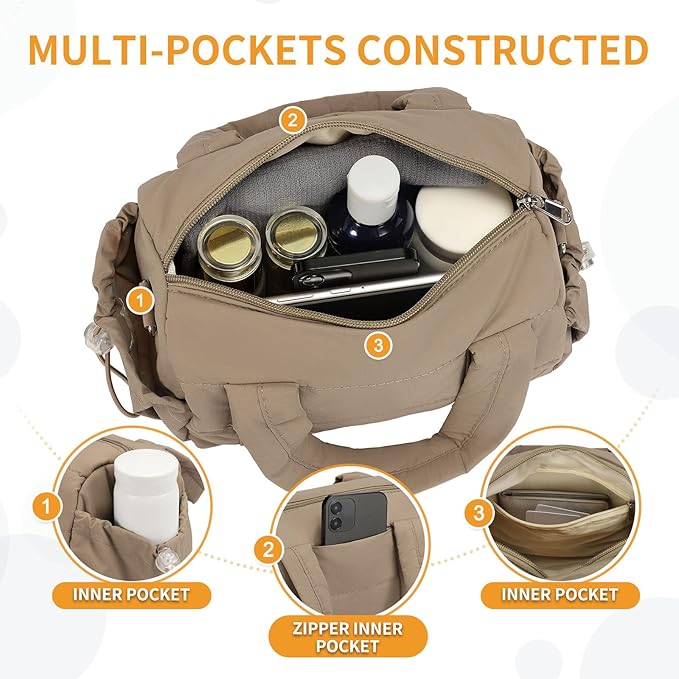 8L Mini Gym Bag for Women, Small Size Sport Duffel Bag for Yoga Dance Swimming, Water-Resistant Compact Workout Bag with Adjustable Strap, Brown