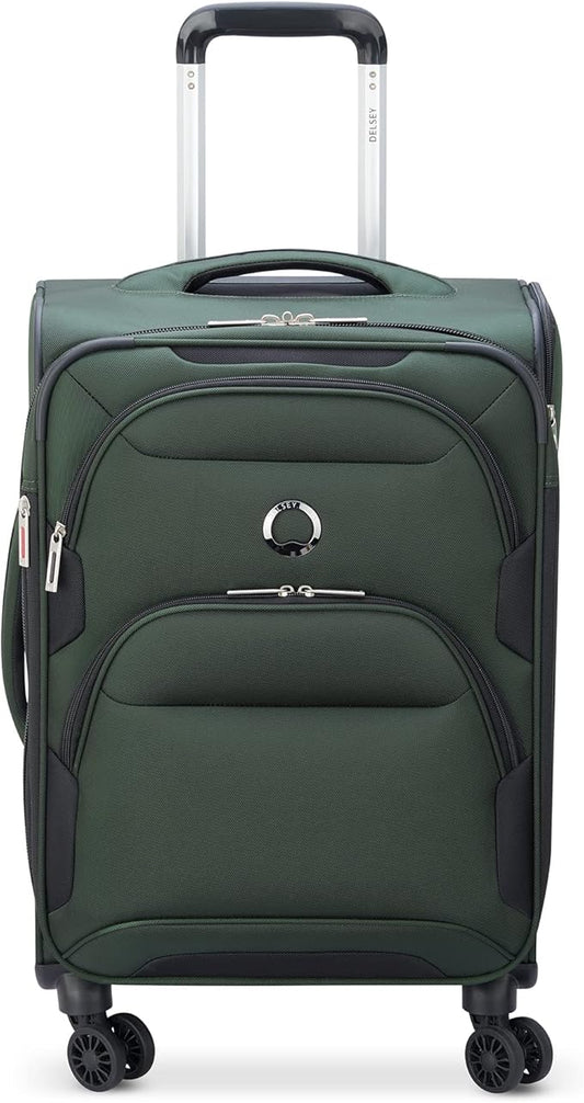 DELSEY PARIS Sky Max 2.0 Softside Expandable Luggage with Spinner Wheels, Green, Carry-on 21 Inch