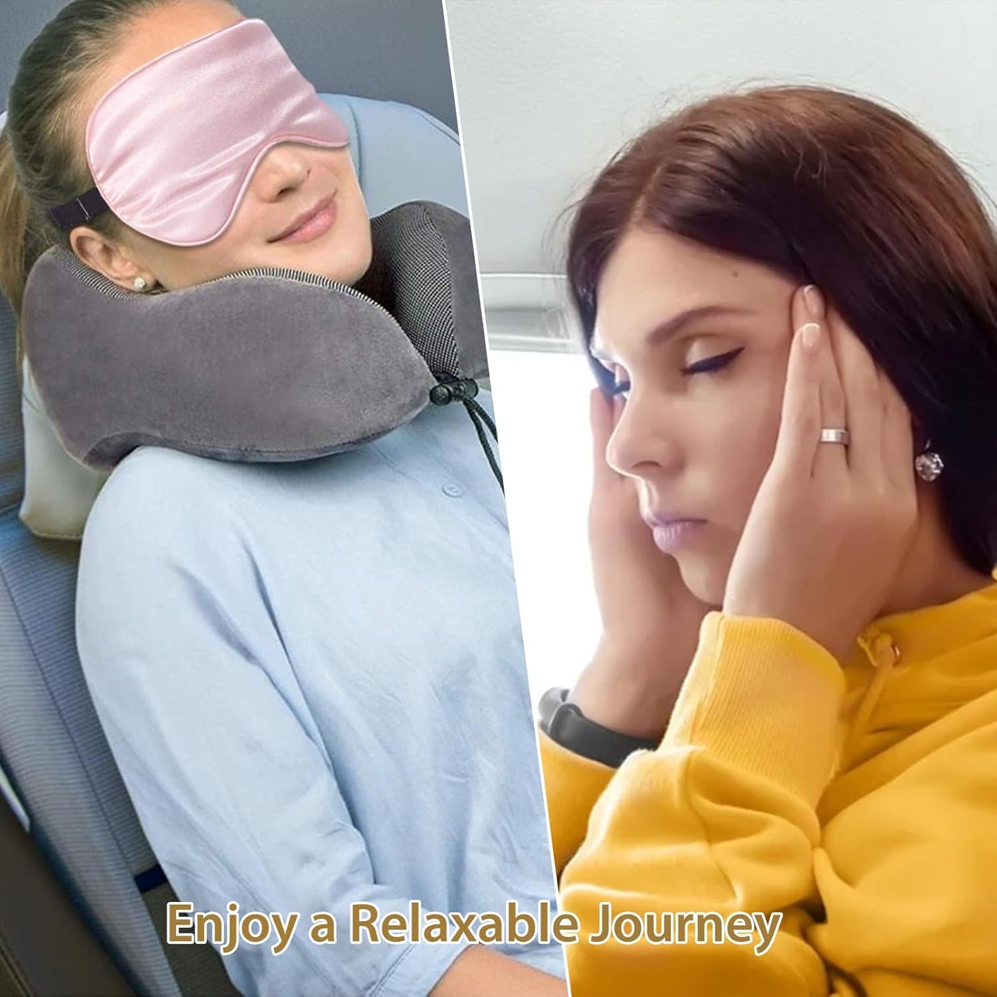 4 Pack Super Soft Silk Sleep Mask - 100% Blackout, Zero Eye Pressure, Blindfold with Adjustable Strap, Travel Eye Covers (Black&Pink&Blue&Light Blue)