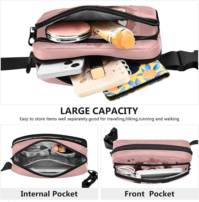 Valentine Panda Bear Pink Bows Fanny Pack for Women Men Water Resistant Fashion Waist Packs with Adjustable Strap Belt Bag for Travel Workout Jogging Hiking 21217804