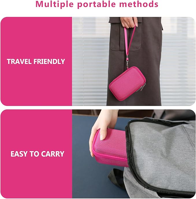 Hard Travel Case for Sony ZV-1F / ZV-1 / ZV-1 II Digital Camera, Storage Holder Travel Bag with Zipper Mesh Pocket for Battery Pack, Charging Cable, USB Card, Rosered