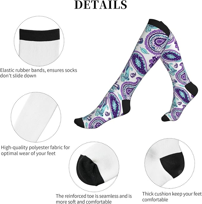 Compression Socks Knee High Circulation Support Socks For Women Men Athletic Running Work Hiking Cycling Travel