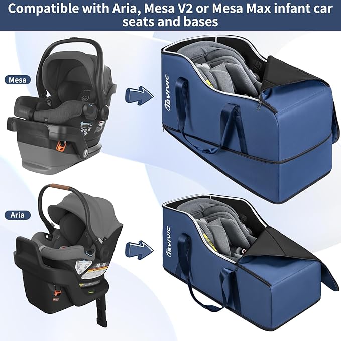 Car Seat Travel Bag Compatible with UPPAbaby Aria and Mesa, Infant Car Seat Travel Bag Car Seat Cover for Airplane Travel (Blue)