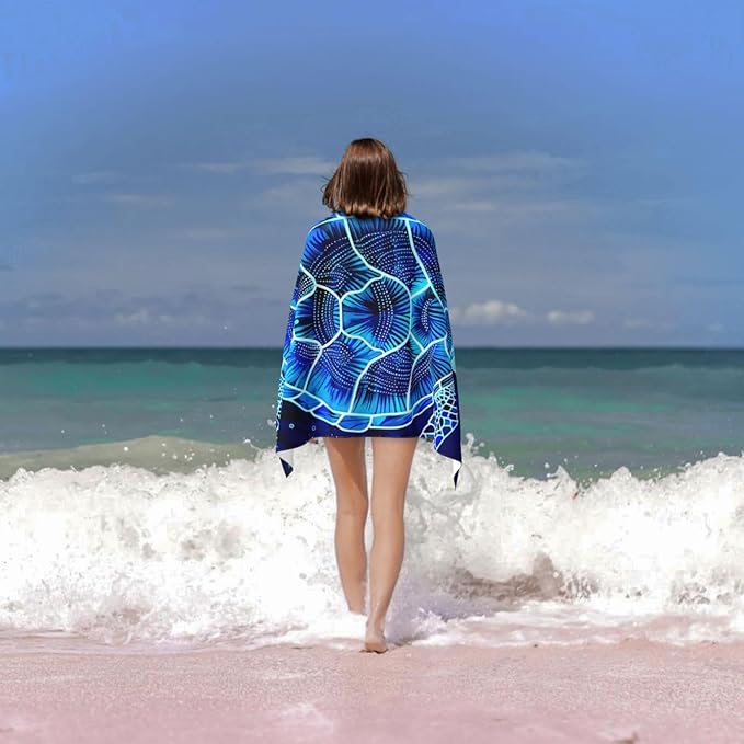 Microfiber Beach Towel, Sea Turtle Beach Towels 32x52in,Quick Dry, Sand Free, Ultra Soft & Oversized Towel for Travel, Outdoor, Bathroom, Swimming - Ideal for Pool, Camping, Yoga, or Gift Decor