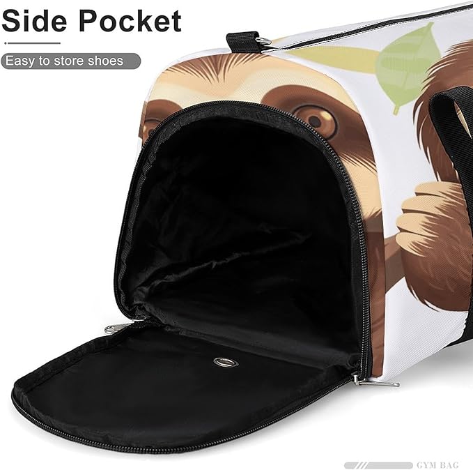 Sloth Gym Bag Lightweight ，Travel Duffle Bag with Shoe Compartment，Gym Bag for Women for Overnight, Weekend, Yoga, Gym, Business Trips, Sport And Hospital.