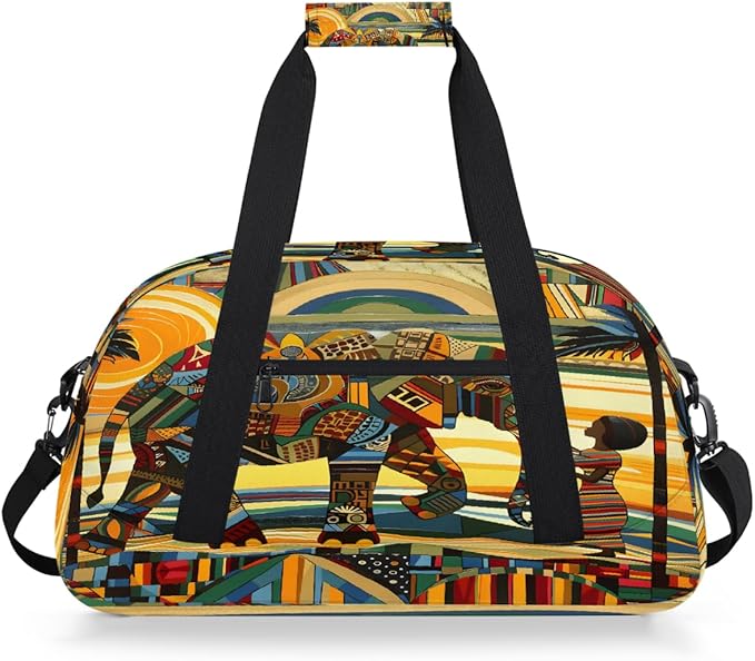 Travel Duffle Bag for travel duffle bag sports Girls Boys Kids Ethnic Africa Elephant Lightweight Overnight Sleepover Weekender Bags Small Dance Gym Sport Bag Teens Carry-On Size Workout Bag