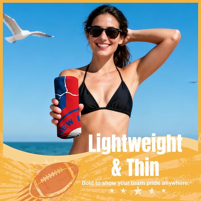 Football Fan Thin Lightweight Microfiber Beach Towel Themed Quick Dry Absorbent Oversized Towels Men Women Stuff Patriots Team Dad Him Birthday Valentines Anniversary Cool Useful Fun Gift