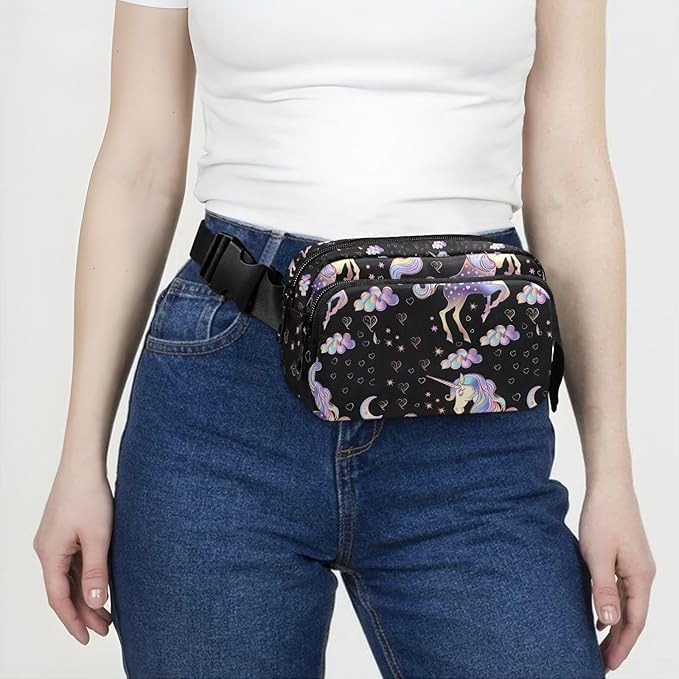 Gradient Unicorns Fanny Pack for Women Men Water Resistant Fashion Waist Packs with Adjustable Strap Belt Bag for Travel Workout Jogging Hiking 21219338