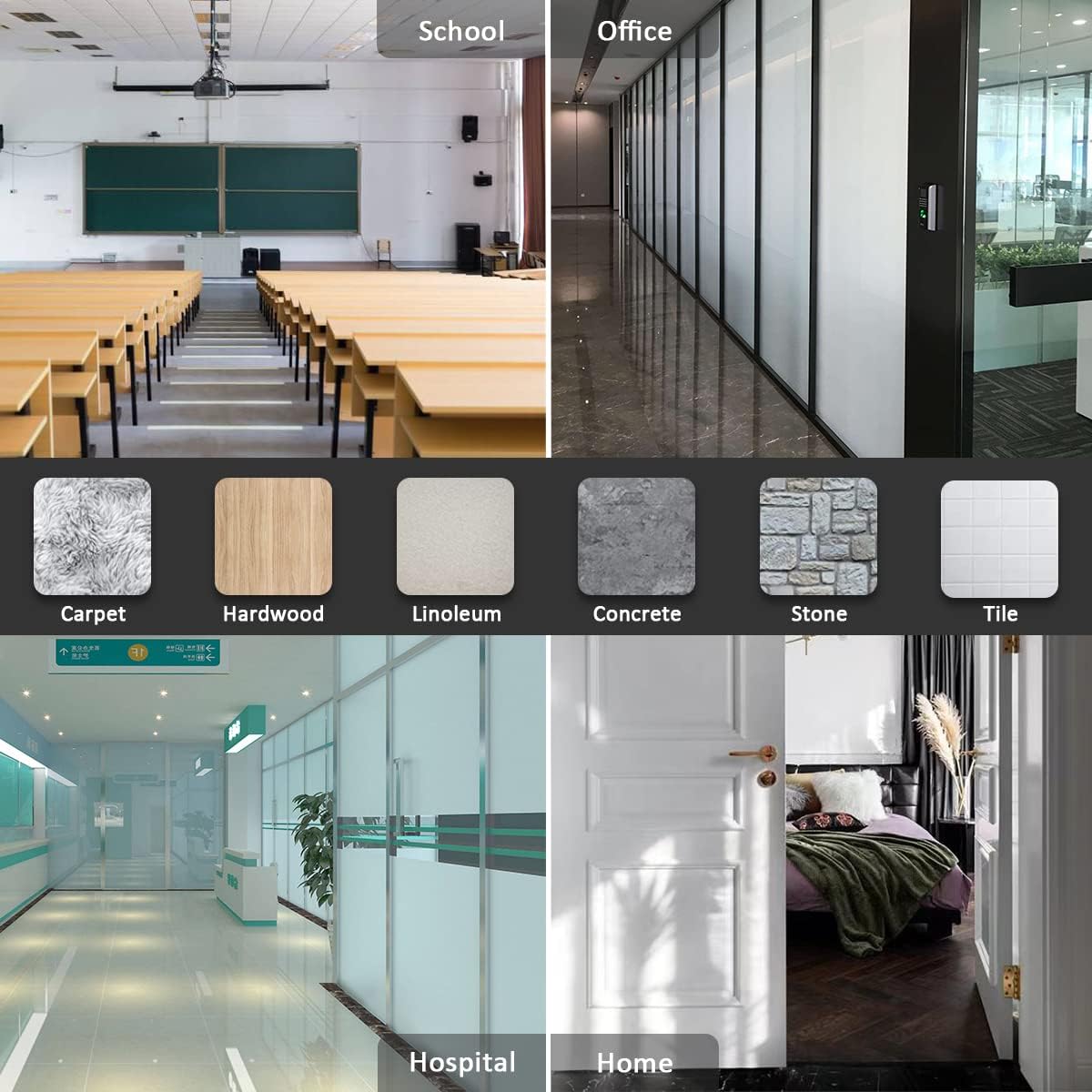 JQK Rubber Door Stopper Wedge, Black 9 Pack Soft TPR Premium Door Stops for Bottom of Heavy Duty Door on Tile, Concrete, Carpet, Wooden Floor, DSB61-BK-P9