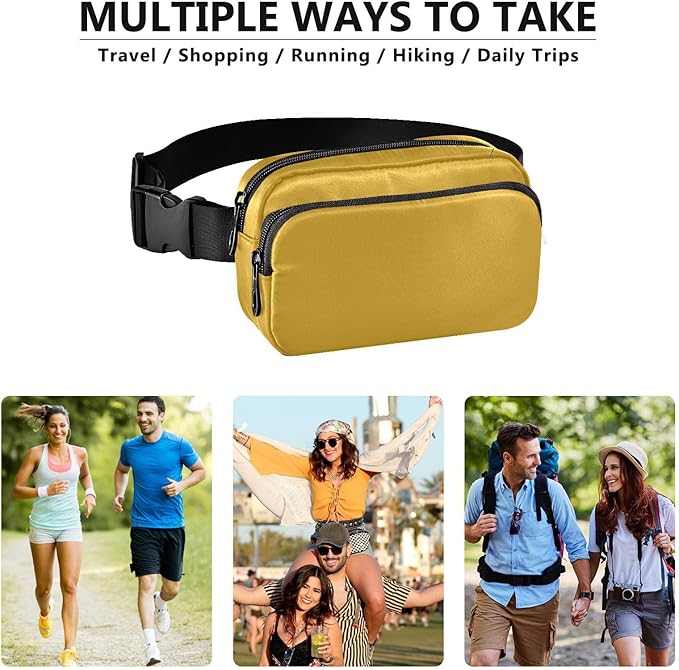Fanny Pack for Women Men Water Resistant Fashion Waist Packs with Adjustable Strap Belt Bag for Travel Workout Jogging Hiking Goldenrod