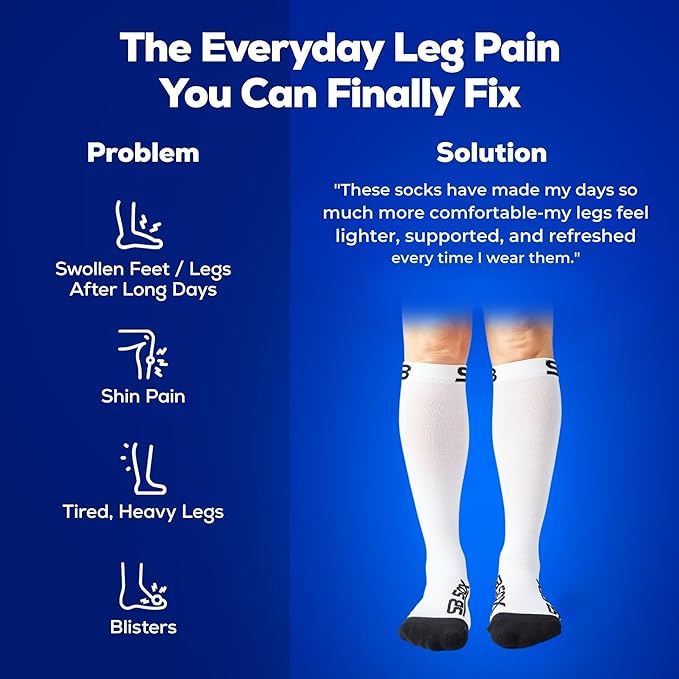 SB SOX Lite Compression Socks for Men & Women (15-20mmHg) – Best Compression Socks for Travel, Sports, and Daily Wear - XXL Sizes too!