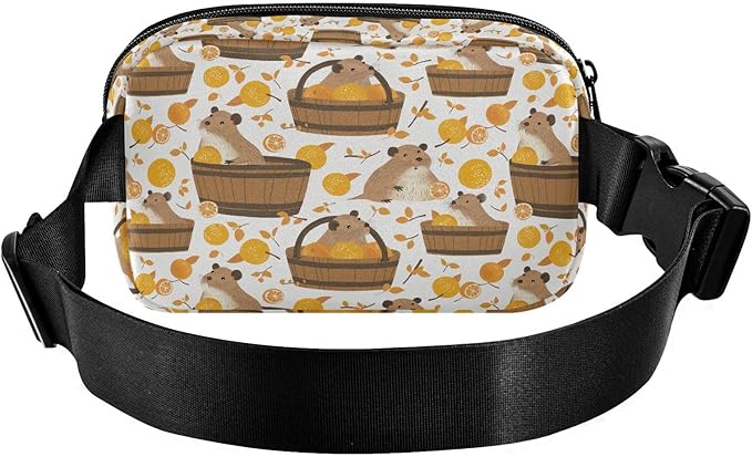 Kawaii Capybara Orange Fanny Pack for Women Men Water Resistant Fashion Waist Packs with Adjustable Strap Belt Bag for Travel Workout Jogging Hiking 21220251