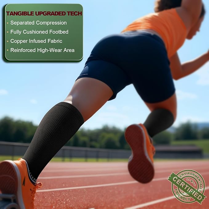 BULLIANT Compression Socks 3Pairs-15-20mmHg Circulation Support Men Women Hiking Sports Recovery-Upgraded Wicking Tech