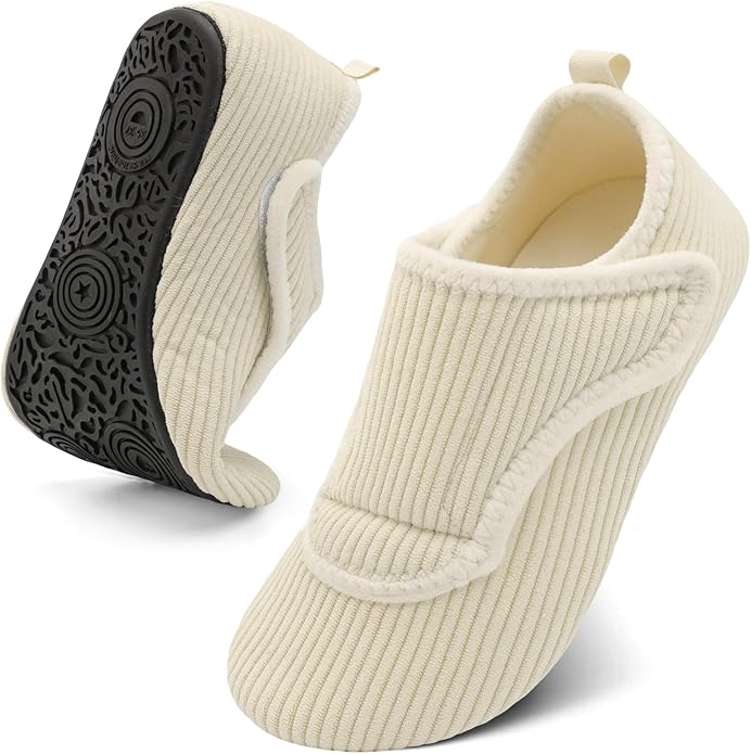 BARERUN Slippers for Women Men Wide House Diabetic Shoes for Women Men Warm Arthritis Edema Swollen Neuropathy Socks Slip on Adjustable Fuzzy Comfy Soft Womens Mens Bedroom Sliipers