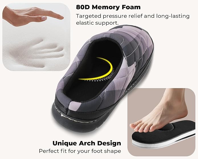 Mens Slip On Slippers Coolmax® Two Tone Comfy Slipper Memory Foam Slippers Indoor Outdoor Men's House Shoes Loafers Camping Slipper Two Styles | Moisture-wicking | Breathable