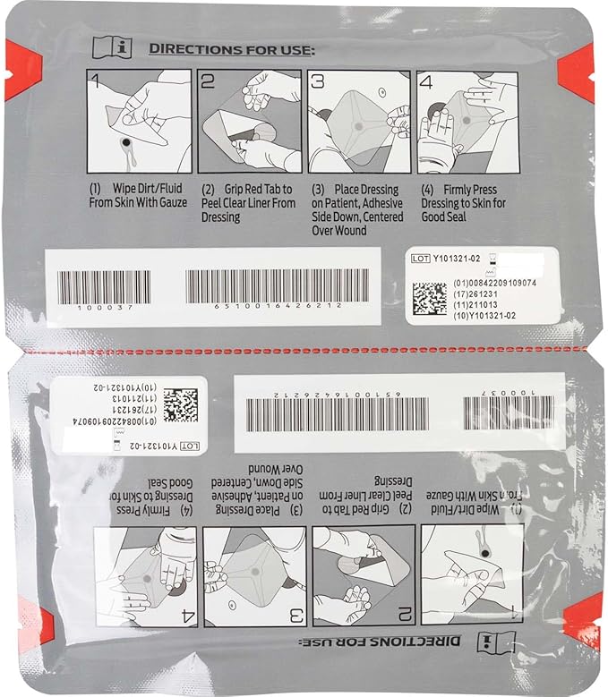 North American Rescue HyFin Vent Chest Seal (Twin Pack) NAR Vented Wound Chest Seals for Trauma, Wounds (10-0037)