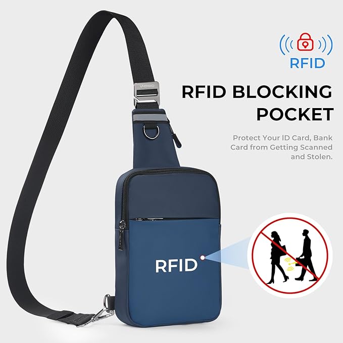 VADOO Crossbody Bags for Women, Small Sling Bag for Men Multi Pocket Chest Bag with RFID Blocking &Waterproof for Travel Gym