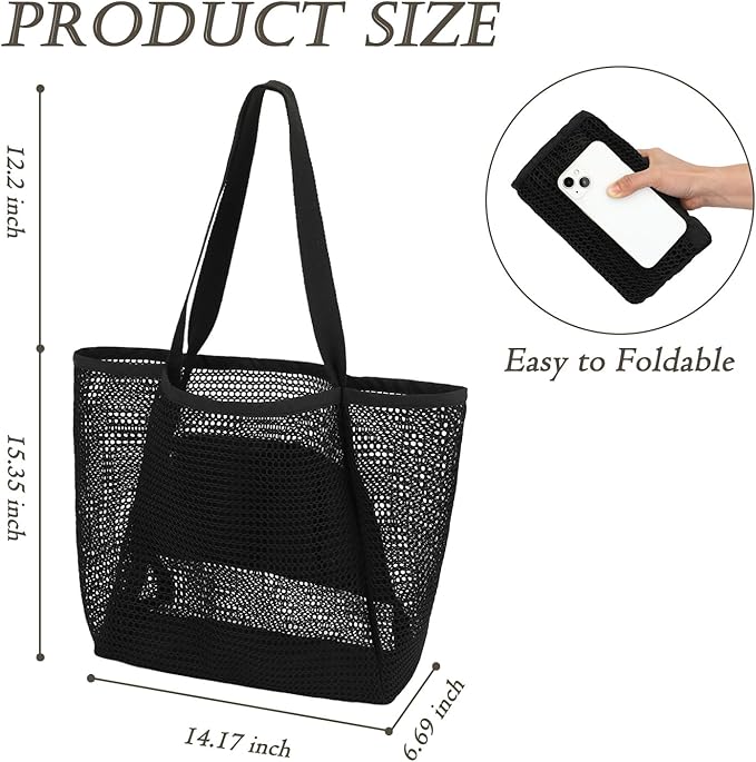 Beach Bag for Women with Outer Pocket, Waterproof Large Tote Bag for Cruise Essentials