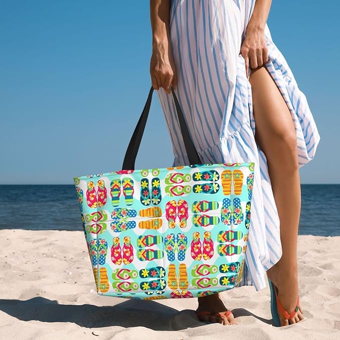 Large Beach Tote Bag Beach Bag Waterproof Sandproof Lightweight Women Tote