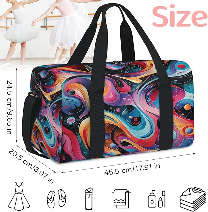 Abstract Liquid Travel Duffle Bag for Women Men, Overnight Weekender Bag, Carry on Tote for Sport Gym