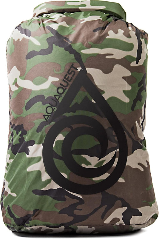 AquaQuest Rogue Dry Bag – 10L Woodland Camo – 100% Waterproof Roll Top – Tactical Gear Sack