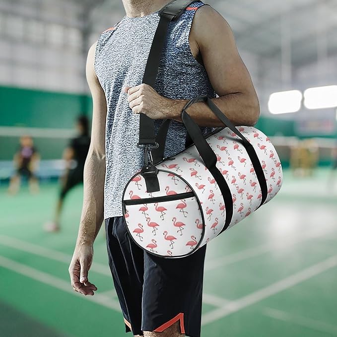 Gym Sports Travel Workout Bag Pink Flamingo White Dance Yoga Gymnastics Bag Basketball Football Weekender Bags for Men Women