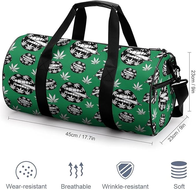 Dance Sports Gymnastics Bag Weedleaf Pot Stoner Art Foldable Gym Bags Lightweight Travel Sports Bag Unisex Gym Duffel Bags