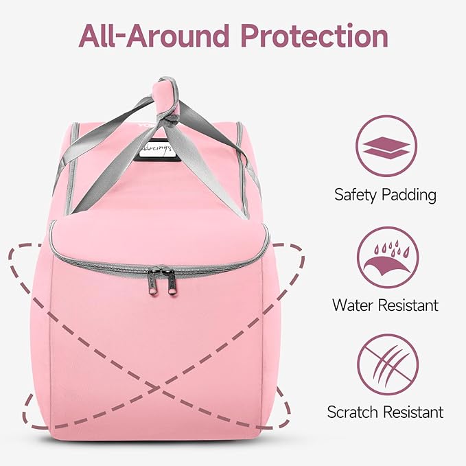 YOREPEK Infant Carseat Cover for Airplane Travel Compatible with All Nuna Pipa Car Seat and Base, Uppababy Mesa and Base, Padded Car Seat Bags for Air Travel, Car Seat Bag with 5 Protective Feet,Pink
