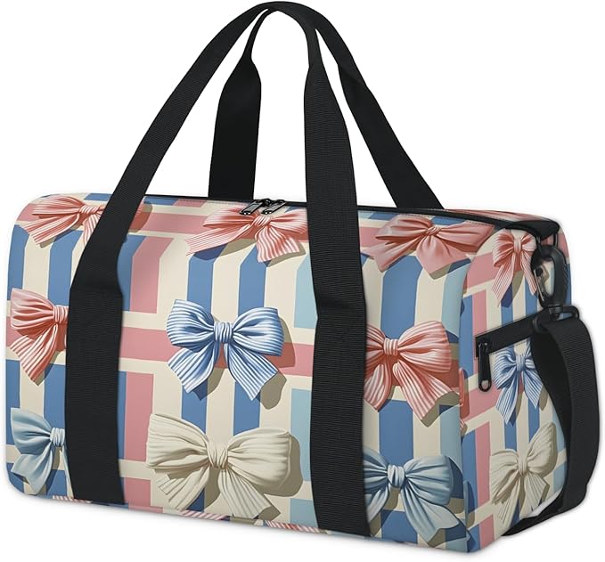 Bow Design Travel Duffle Bag for Women Men, Overnight Weekender Bag, Carry on Tote for Sport Gym