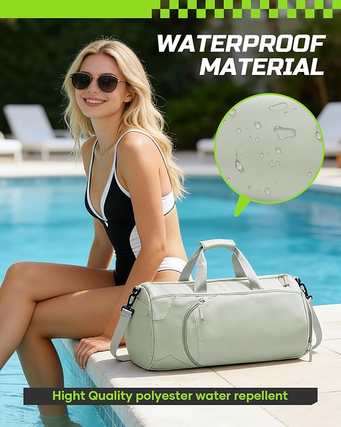 Gym Bag for Women And Mens with Shoe Compartment, Large Duffle Bag with Wet Pocket Carry-on Gym Duffle Bag for Travel and Sports Weekender Overnight Workout Bag Grass Green