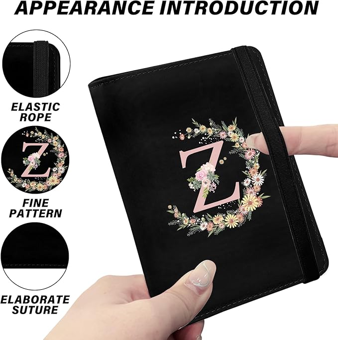 Cute Passport Holder and Holder Combo Passport Cover with RFID Blocking Women Men Compatible Wallet Credit Card Protector (Initial Monogram-Z)