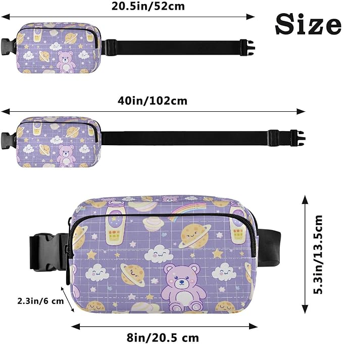 Kawaii Bear Milk Universe Fanny Pack for Women Men Water Resistant Fashion Waist Packs with Adjustable Strap Belt Bag for Travel Workout Jogging Hiking 21219116