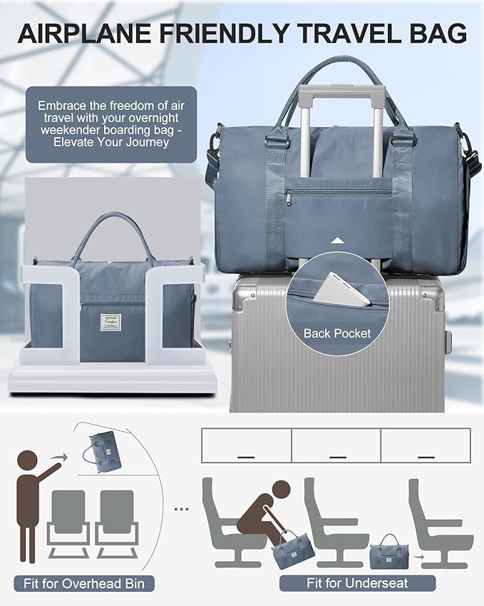 Gym Bag Womens Mens with Shoes Compartment and Wet Pocket Travel Duffel Bags for Women for Plane Sport Gym Tote Bag with Toiletry Bags Waterproof Weekend Overnight Carry on Bag Hospital Holdalls