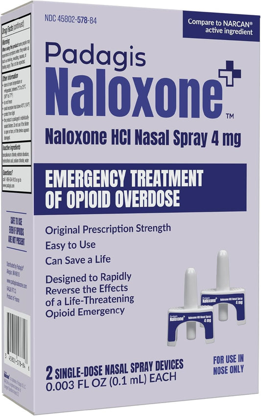 Naloxone HCI Nasal Spray, 4 mg – Emergency Treatment for Opioid Overdose - Rapid-Response Opioid Overdose Reversal, 2 Dose Single Use Nasal Spray