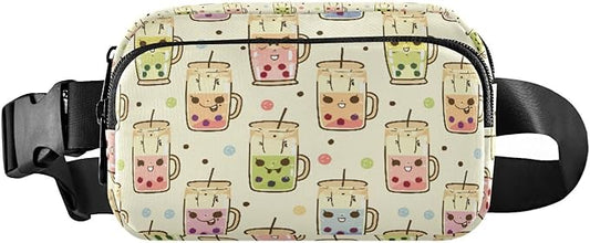 Kawaii Bubble Tea Fanny Pack for Women Men Water Resistant Fashion Waist Packs with Adjustable Strap Belt Bag for Travel Workout Jogging Hiking 21219022
