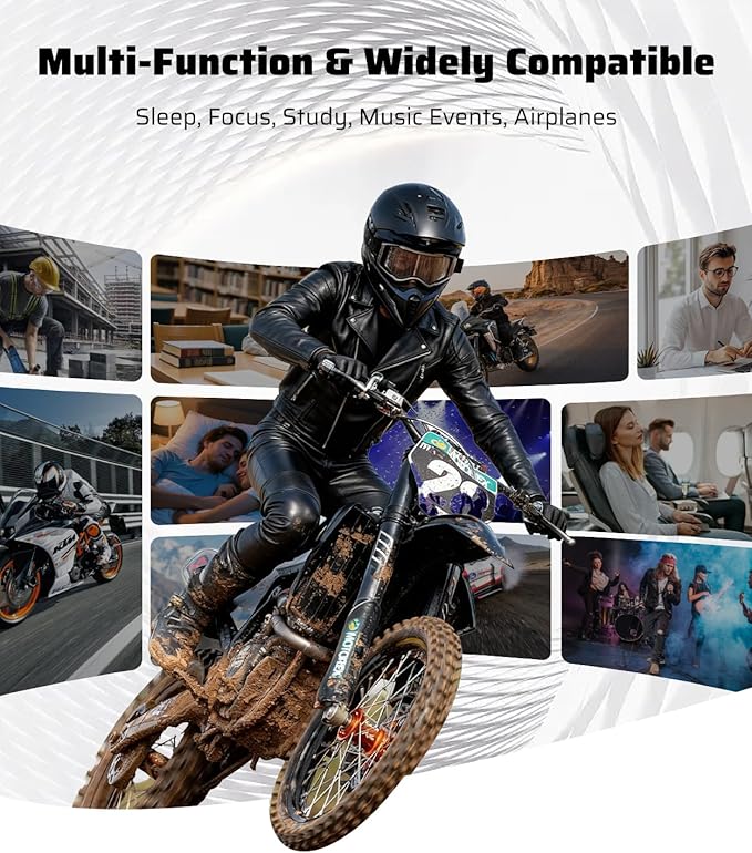 YUMICO Motorcycle Ear Plugs, 50dB Wind Noise Reduction Reusable Silicone Earplugs for Riding, Sleeping, Snoring, Work & Travel, Filtered Noise Cancelling Hearing Protection for Motorcyclists