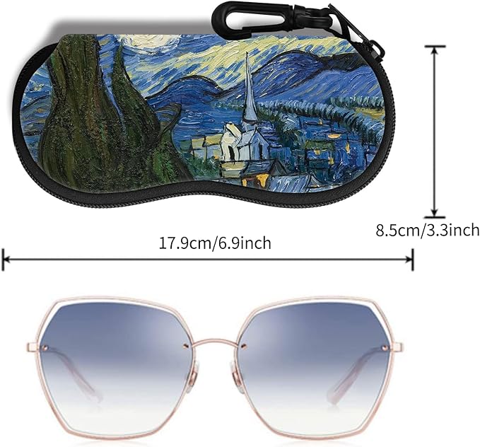 Hion Sunglasses Soft Case Ultra Light Neoprene Zipper Eyeglass Case With Belt Clip