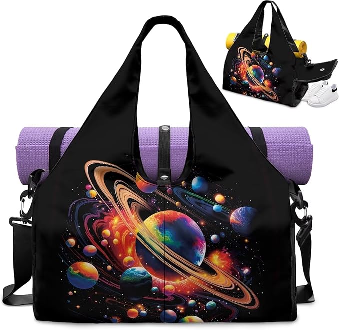 Mens Gym Bags with Yoga Mat Holder Strap, Gym Duffle Bag with Shoes Compartment, Wet Pocket, Gym Backpack Carring Workout Stuff Accessories
