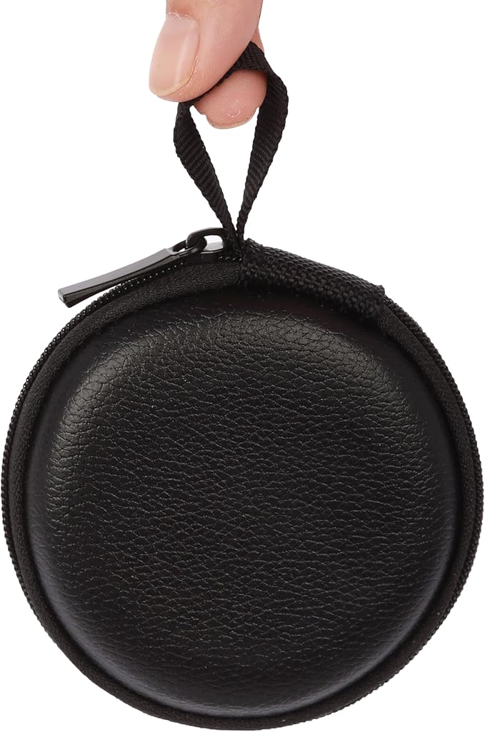 Ginsco Mini-Portable Hard Shell Earbuds Case for Apple EarPods Headphones USB-C Wired Ear Buds/Samsung Galaxy Wired Earbuds, Travel Case for Earphones Earplugs (1, Black-Lichee)