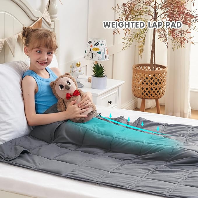 yescool Weighted Blanket 10 Pounds Twin Cooling Weighted Lap Blanket, Grey Heavy Blanket for Sleeping, Weighted Throw Blanket Gifts for 80-110lbs, 40" x60