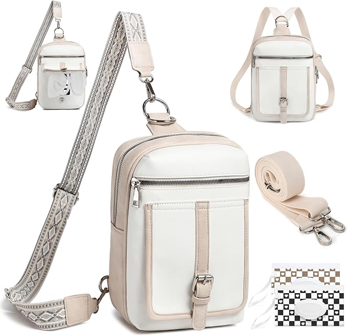MYHOZEE Small Diaper Bag Crossbody Sling Purse for Women - 2 in 1 Leather Backpack with 2 Straps for Short Trips Work Daily | Mini diaper bag, Instant Wipes pocket, Adjustable Straps, Credit card slot, Moms and dads, Reusable Wipe pouchs